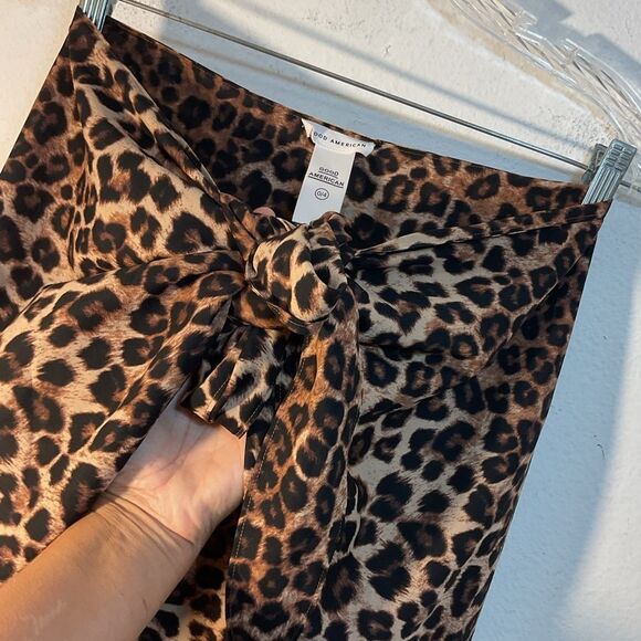 Good American Ladies Sarong Wrap Skirt Brown Black Leopard 0-4 XS-XL Cover-up - Picture 7 of 12